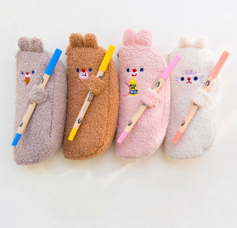 Adorable Fluffy Hugging Bunnies Pencil Case