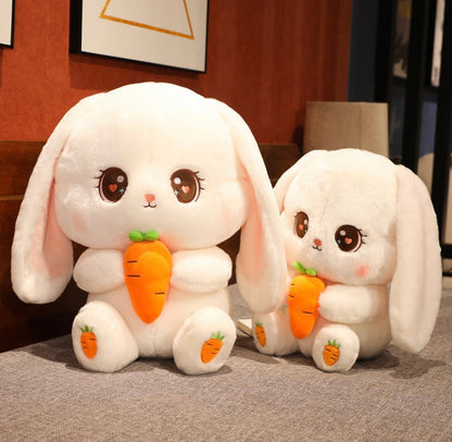 Carrot Bunny Plushie Long Ears Shinny Eyes for Stress-Relief