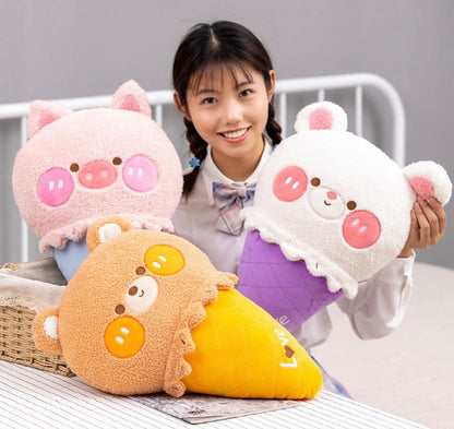 Cute Baby Animals Ice Cream Colorful Plushie Pillows