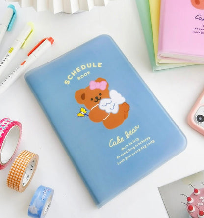 Cute Cake Bear Schedule Book with Plastic Sleeve Covers