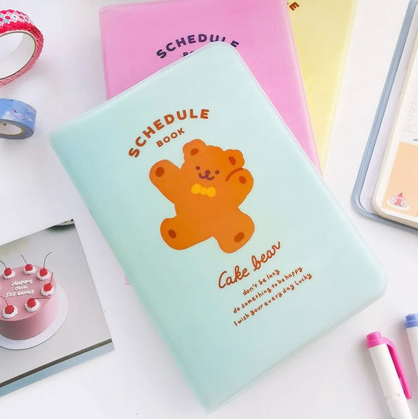 Cute Cake Bear Schedule Book with Plastic Sleeve Covers