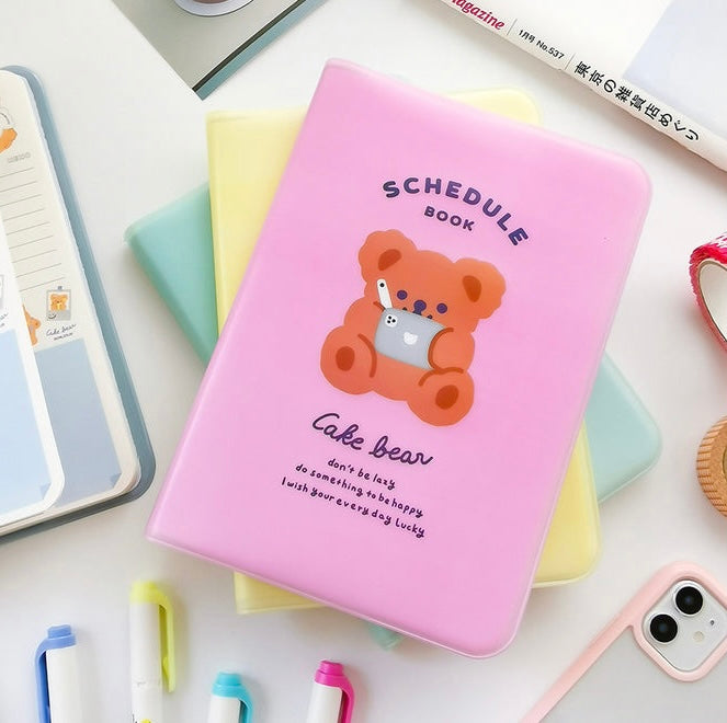 Cute Cake Bear Schedule Book with Plastic Sleeve Covers
