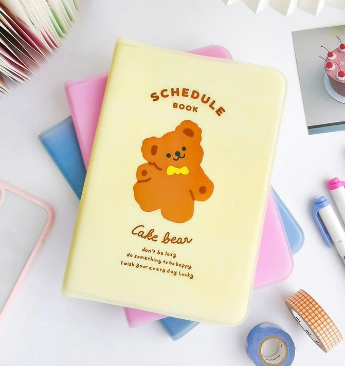 Cute Cake Bear Schedule Book with Plastic Sleeve Covers