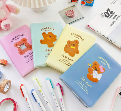 Cute Cake Bear Schedule Book with Plastic Sleeve Covers