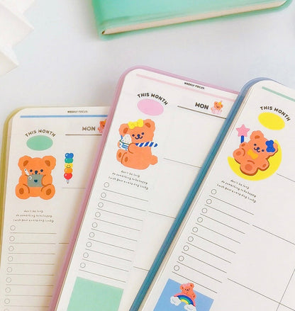 Cute Cake Bear Schedule Book with Plastic Sleeve Covers