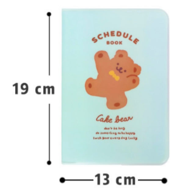 Cute Cake Bear Schedule Book with Plastic Sleeve Covers