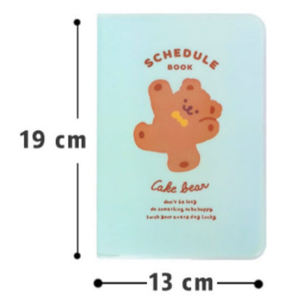 Cute Cake Bear Schedule Book with Plastic Sleeve Covers