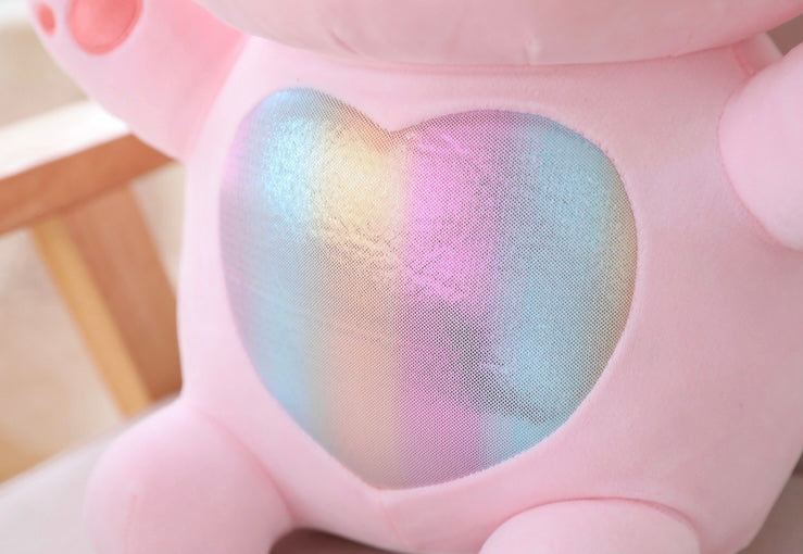 Happy Colorful Rainbow Tummy Cat Plushie with Big Shinny Eyes