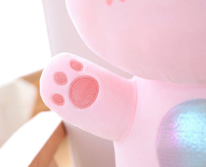 Happy Colorful Rainbow Tummy Cat Plushie with Big Shinny Eyes