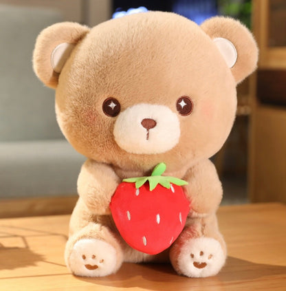 Soft and Squishy Strawberry Bear Plushie for Stress-Relief